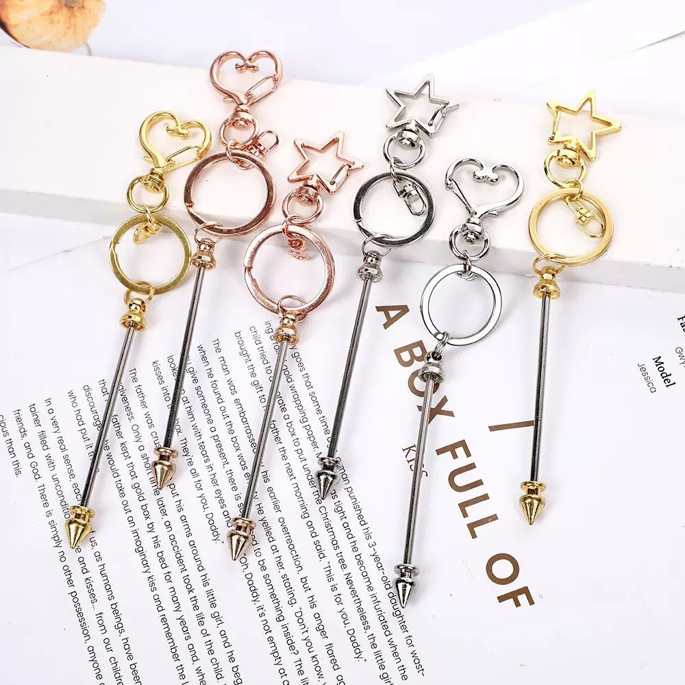 Wholesale  Metal Creative Star Heart beadable Keychain