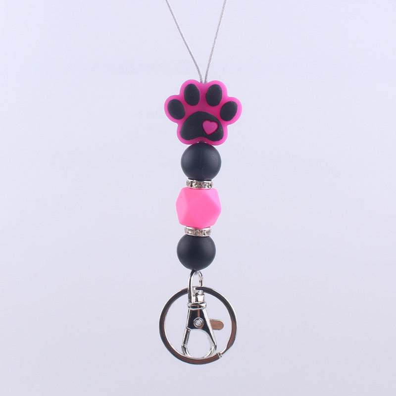 Wholesale Cartoon Dog Paw Silicone Bead Hanging Rope Keychain ACC-KC-GuangTian023