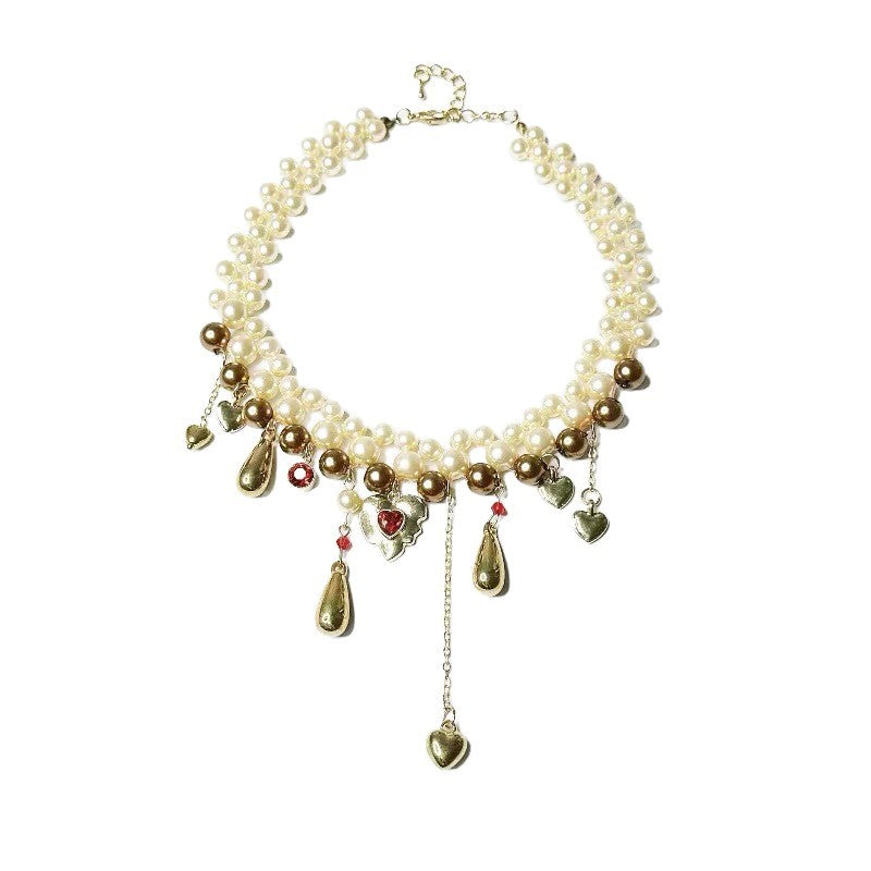 Wholesale Vintage Multi Layer Imitation Pearl Necklace With Alloy Gemstone Accents Stylish Women S Layering Jewelry And Fashion Accessory For Gift