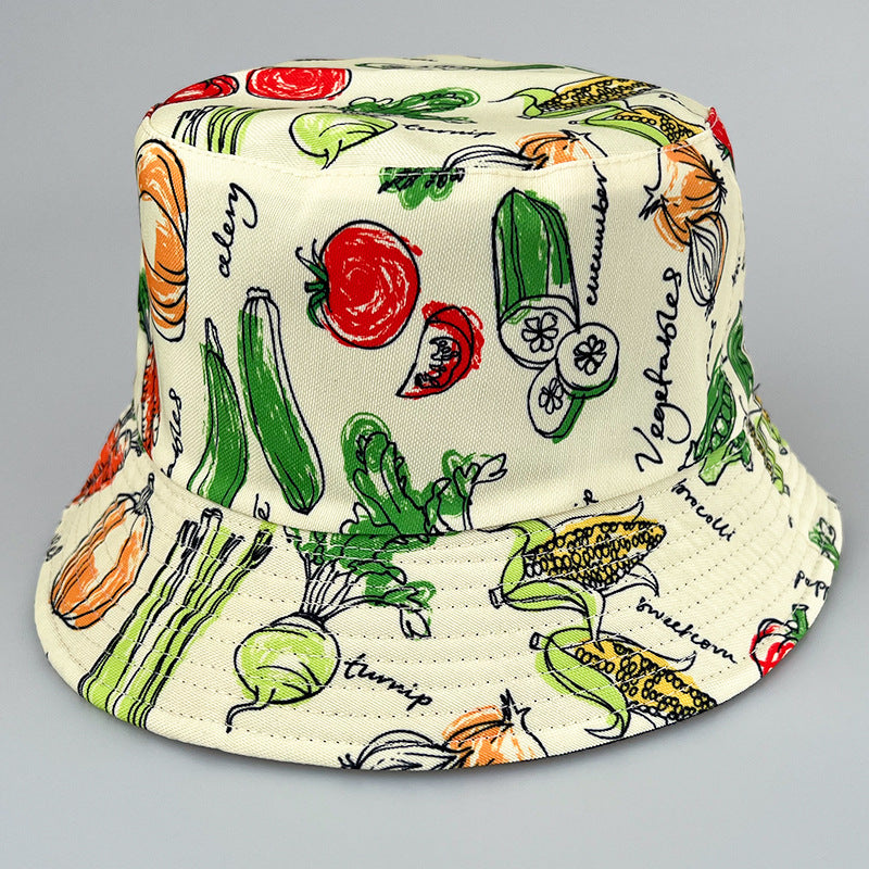 Wholesale Tropical fruit double sided wearing printed pot hat outdoor Bucket Hat
