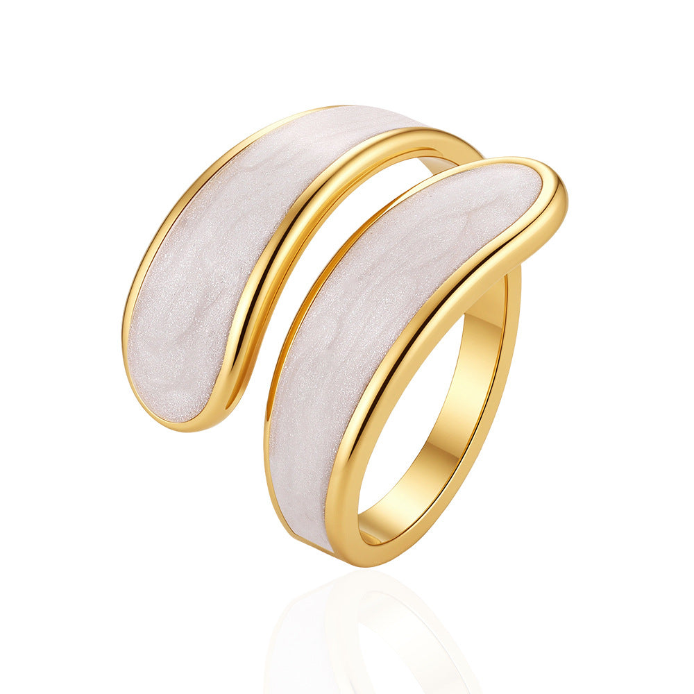 Wholesale Retro Round Spliced Open Ring White Copper Zircon Trendy Fashion Jewelry Accessory For Everyday