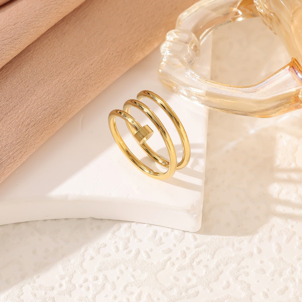 Wholesale Fashion Versatile Three-Ring Nail Ring for Women Light Luxury