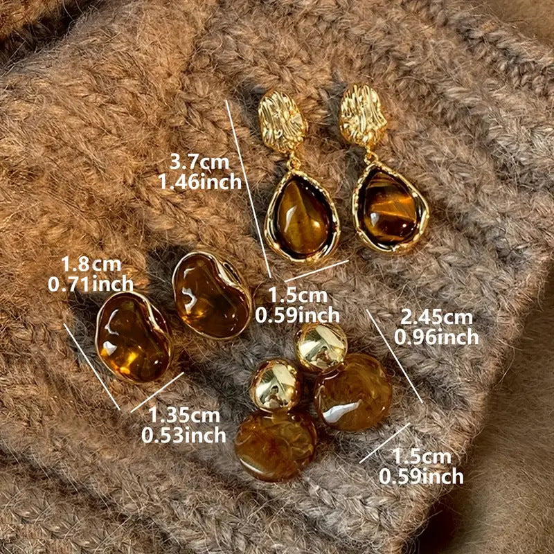 Wholesale Zinc Alloy Geometric Oval Ombre Earrings Set 3 Pairs For Women Autumn Winter Jewelry Accessory