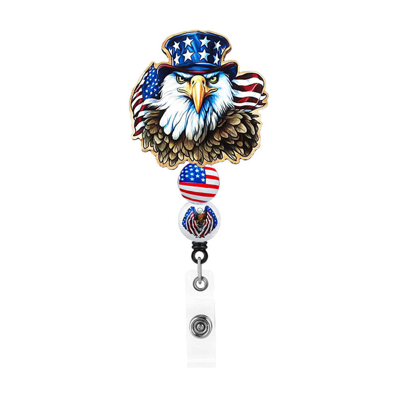 Wholesale American Independence Day Rainbow Sunflower Bull Head Retractable Badge Scroll Keychain Badge Reels ACC-KC-ChiHai004