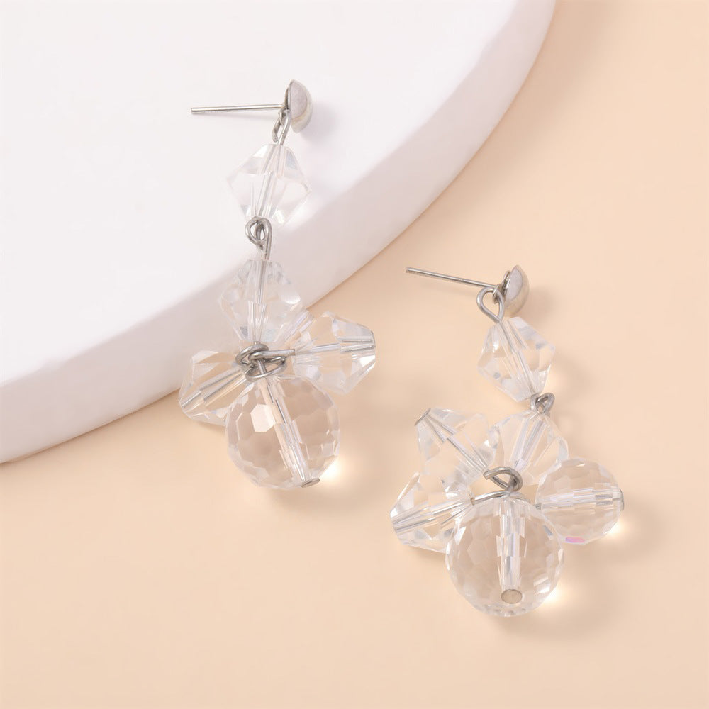 Wholesale Exaggerated Acrylic  Crystal Retro Flower Pendant Earrings