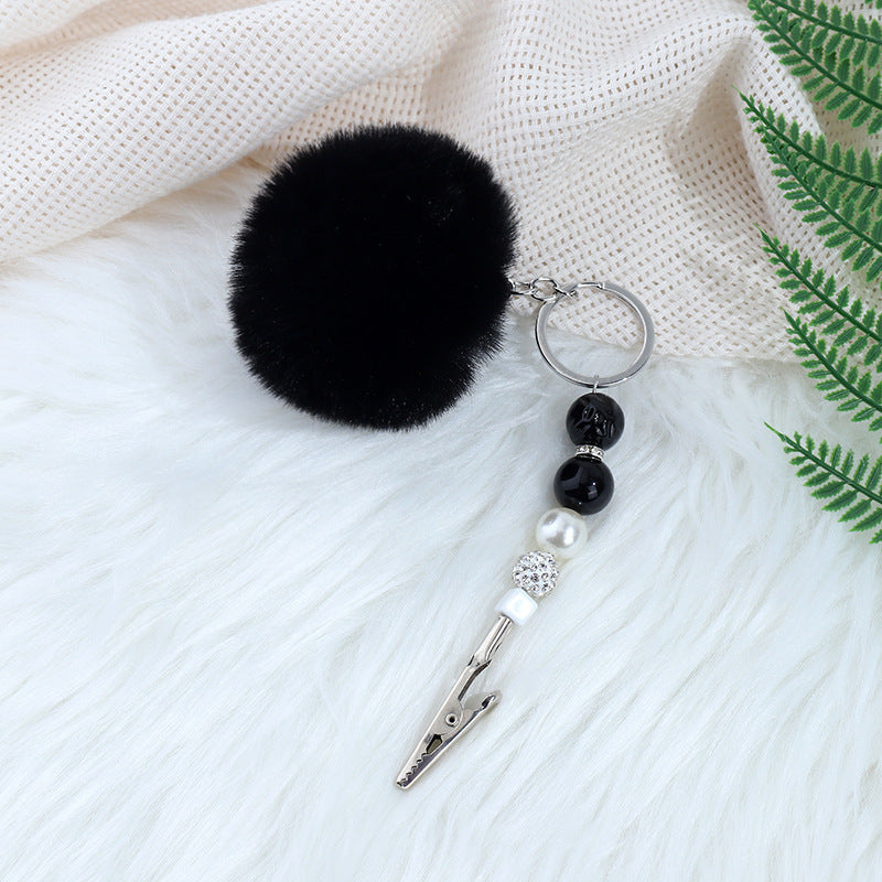 Wholesale Contactless Alligator Clip Bank Card Remover Fur Ball Beaded Metal Keychain ACC-KC-ZhiYa021