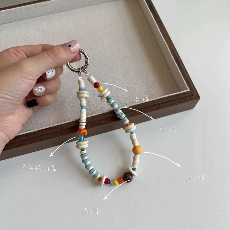 Wholesale Handmade volcanic stone beaded Lanyard  keychain