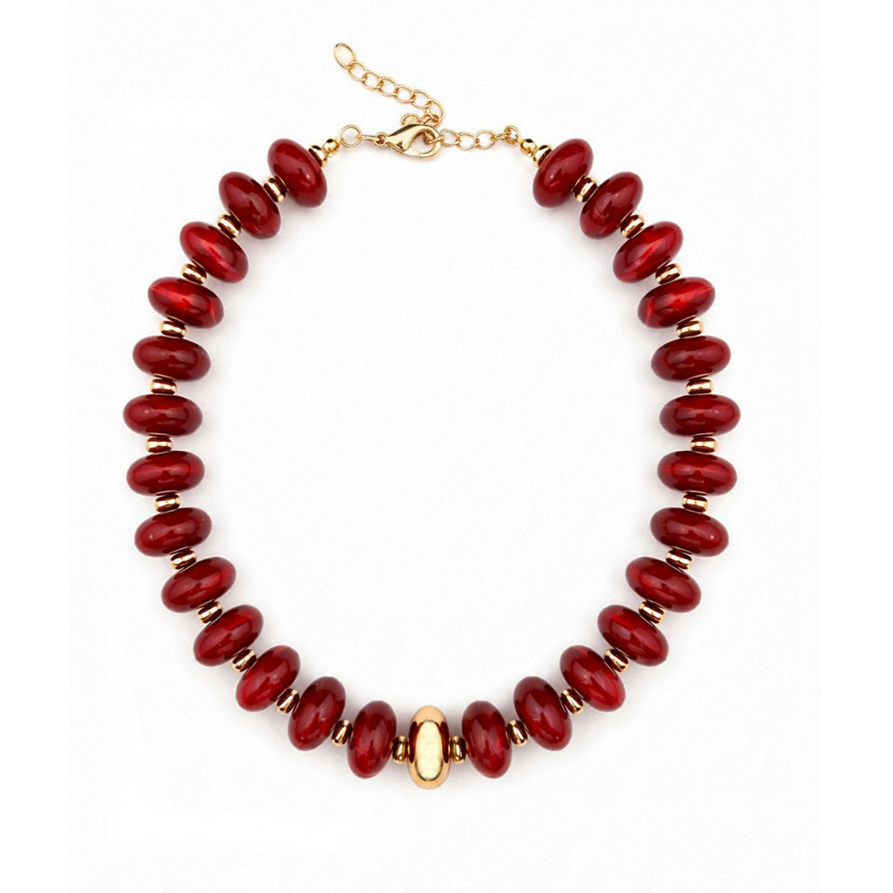 Wholesale Dopamine Color Acrylic Geometric Beaded Necklace Trendy Jewelry Gift for Women