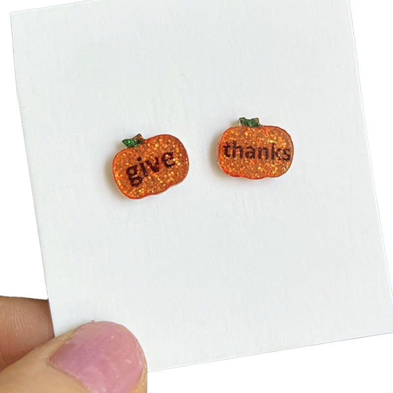 Wholesale 2pairs/pack Thanksgiving Turkey Pumpkin  Acrylic Earrings
