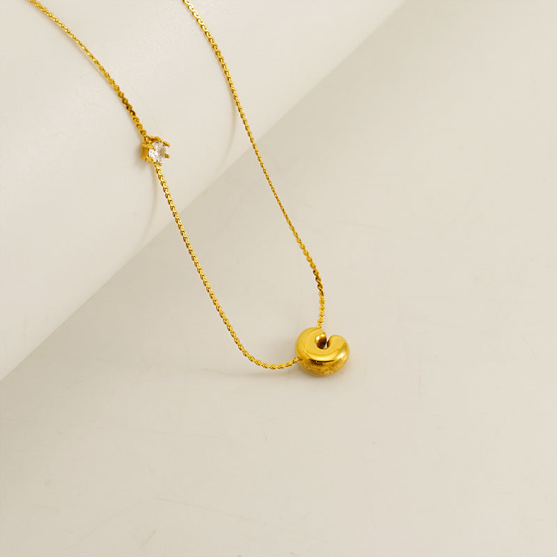 Wholesale  Stainless steel inlaid zircon chubby 26 letters pendant necklace