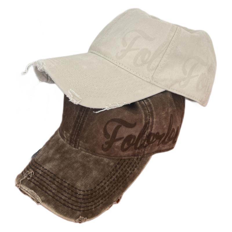 Wholesale Washed ripped print lettering baseball cap
