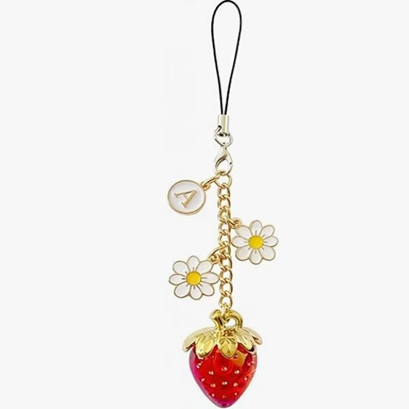 Wholesale Zinc Alloy Pink Bow Keychain Cute Strawberry Bag Charm For Everyday Use