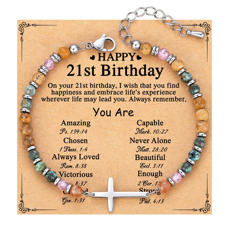 Wholesale Shoushan Stone Cross Bracelet Birthday Gift Women' s Fashion Jewelry Accessory