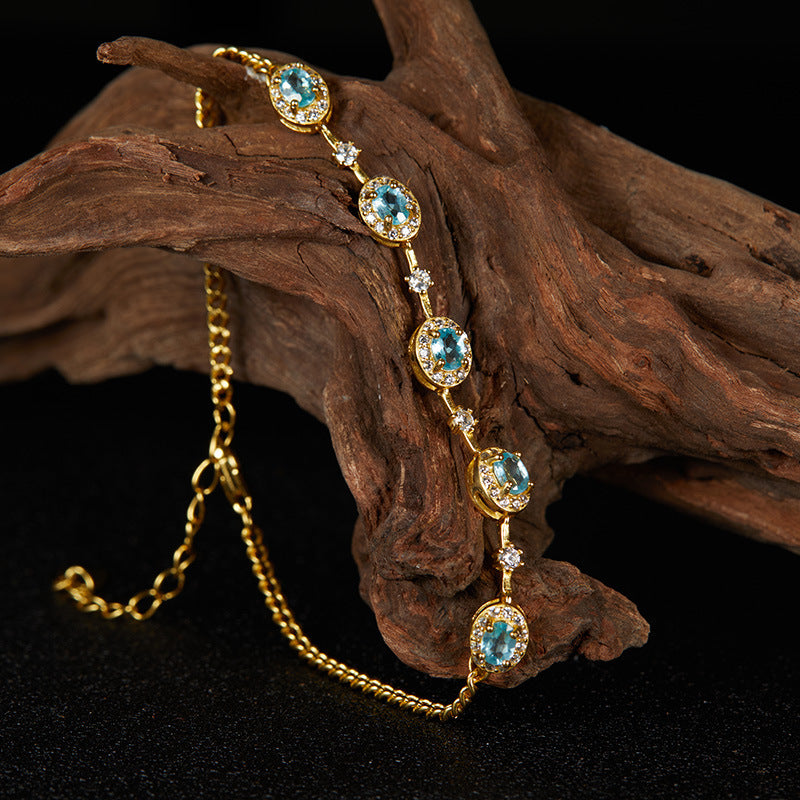 Wholesale S925 sterling silver natural garnet apatite bracelet