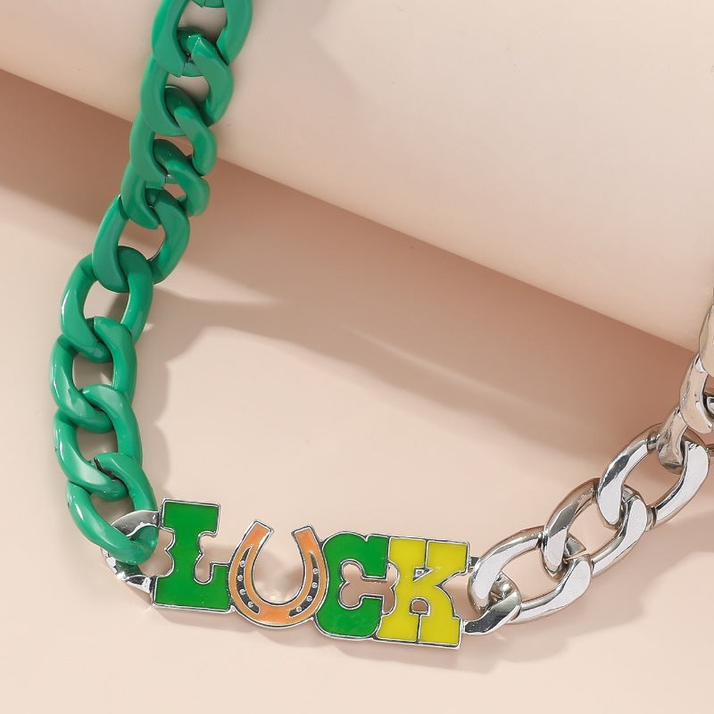 Wholesale St. Patrick Green LUCK Lucky Collarbone Necklace ACC-NE-GL002