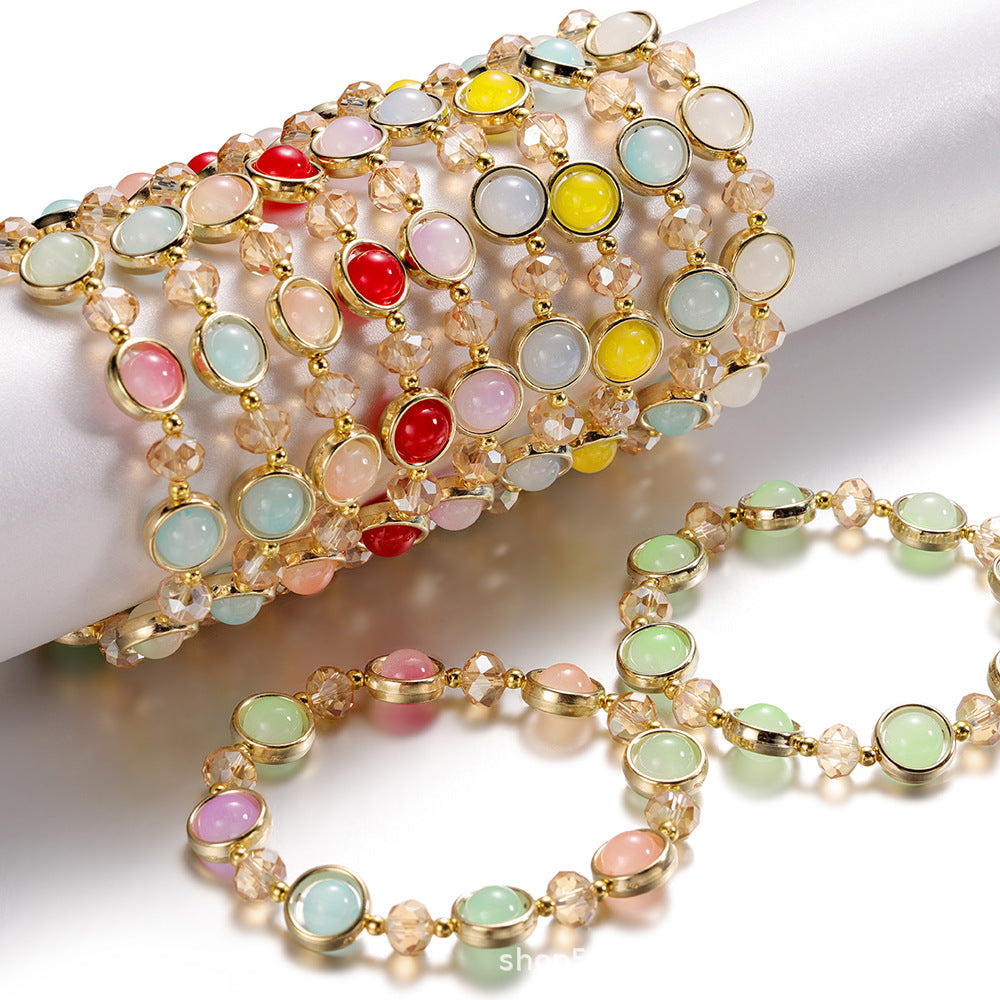 Wholesale Children S Blue And White Gradient Glass Bracelet Fashion Accessory For Everyday Wear