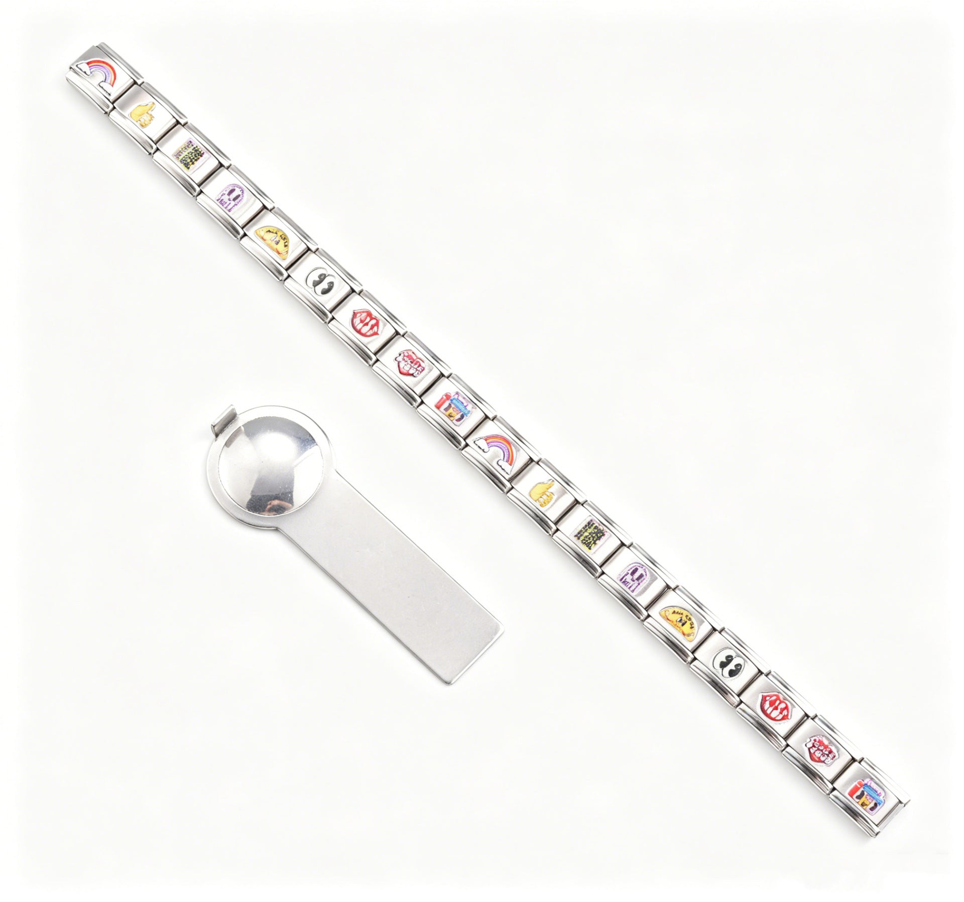 Wholesale Stainless Steel Modular Bracelet with UV Print Cartoon Characters DIY Elastic Fashion Accessory
