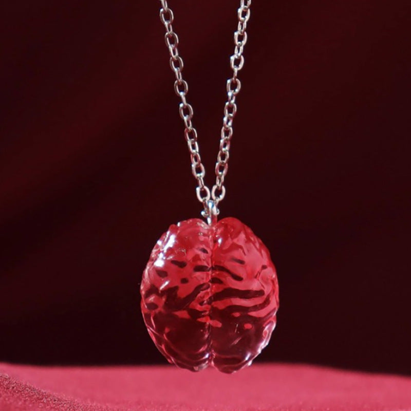 Wholesale Halloween Goth Theme New Red brain funny necklace