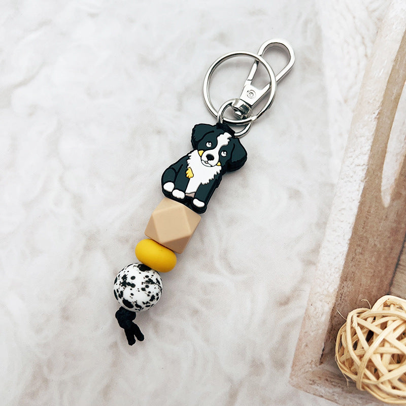 Wholesale Cute Puppy Silicone Beaded Keychain ACC-KC-JiuYa002