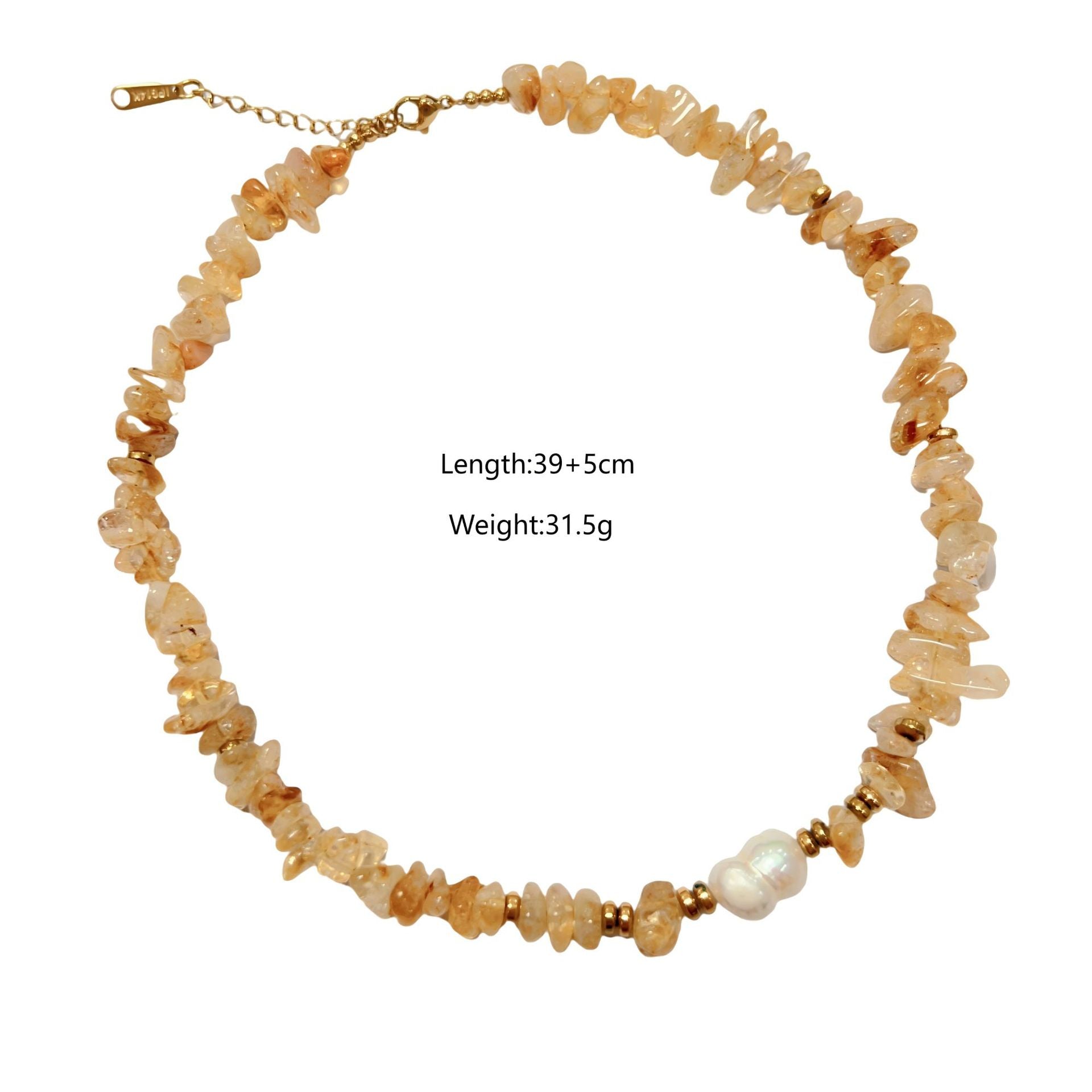 Wholesale Stainless Steel Temperament Simple Irregular Natural Stone Beaded Necklace