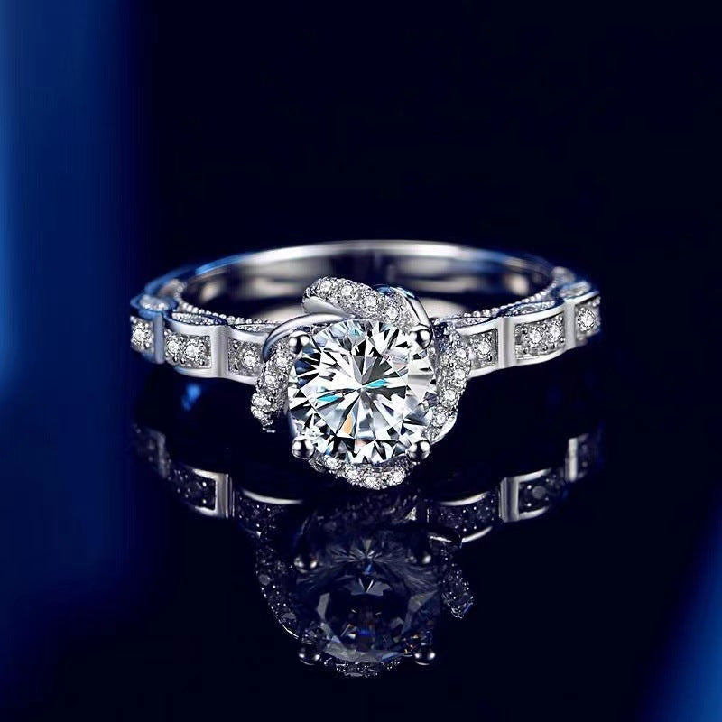 Wholesale Luxury corrugated flower bud Diamond Ring