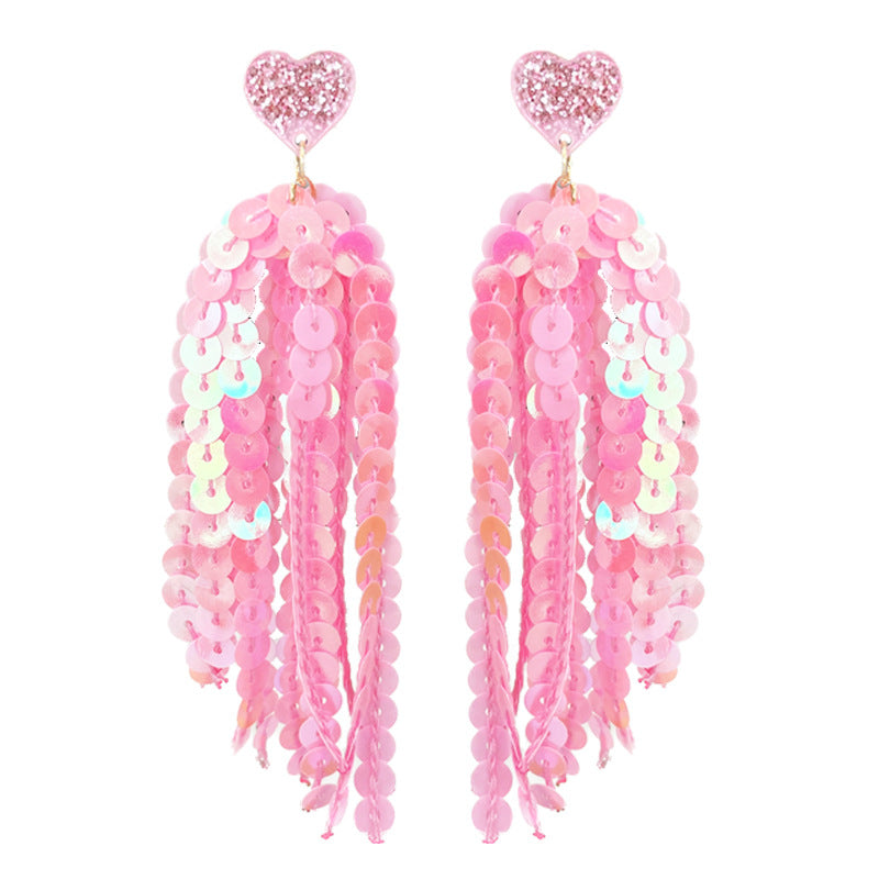 Wholesale 2 Pairs/pack Valentine's Day Glitter Pink Atmosphere Earrings ACC-ES-HY223