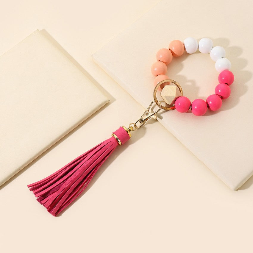 Wholesale Tassel Wood Beads Silicone Beads Bracelet Keychain