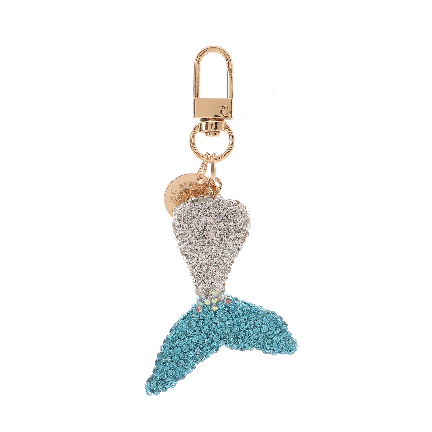 Wholesale diamond-encrusted cartoon mermaid keychain double-sided fish tail keychain