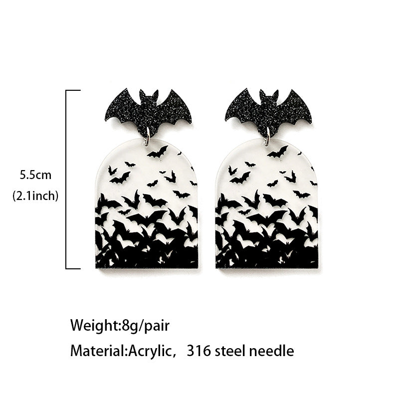 Wholesale Halloween bat acrylic transparent earrings