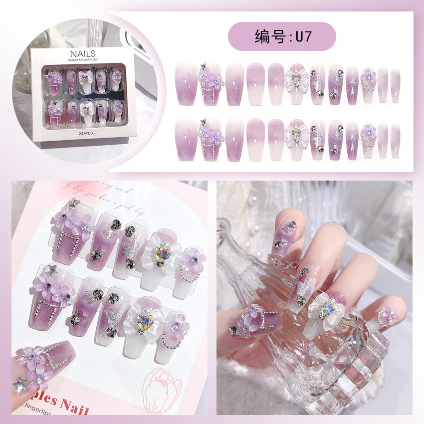 Wholesale 24 Pieces/box Large Diamond Nail Patches Press-on Nails Kits Nail Stickers ACC-NS-DiNa004