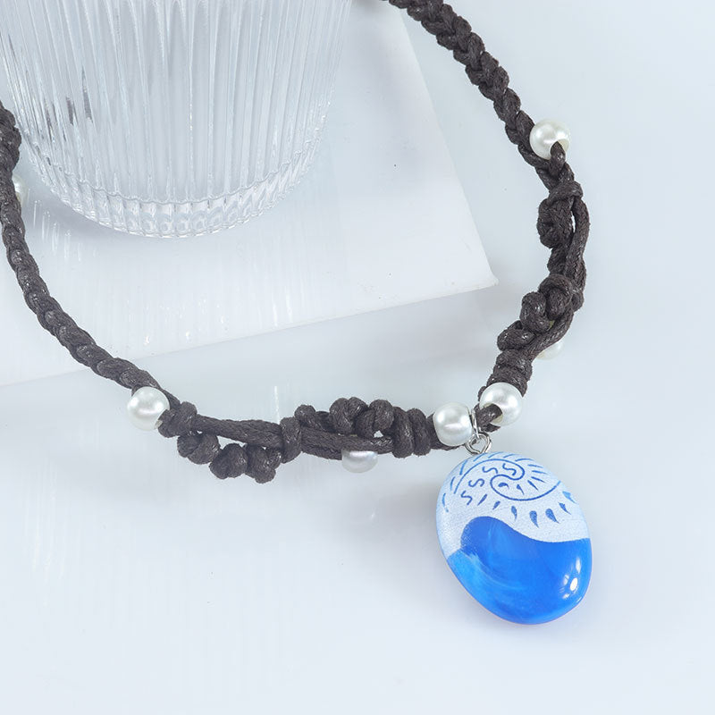 Wholesale Vintage Blue Hollow Knot Necklace