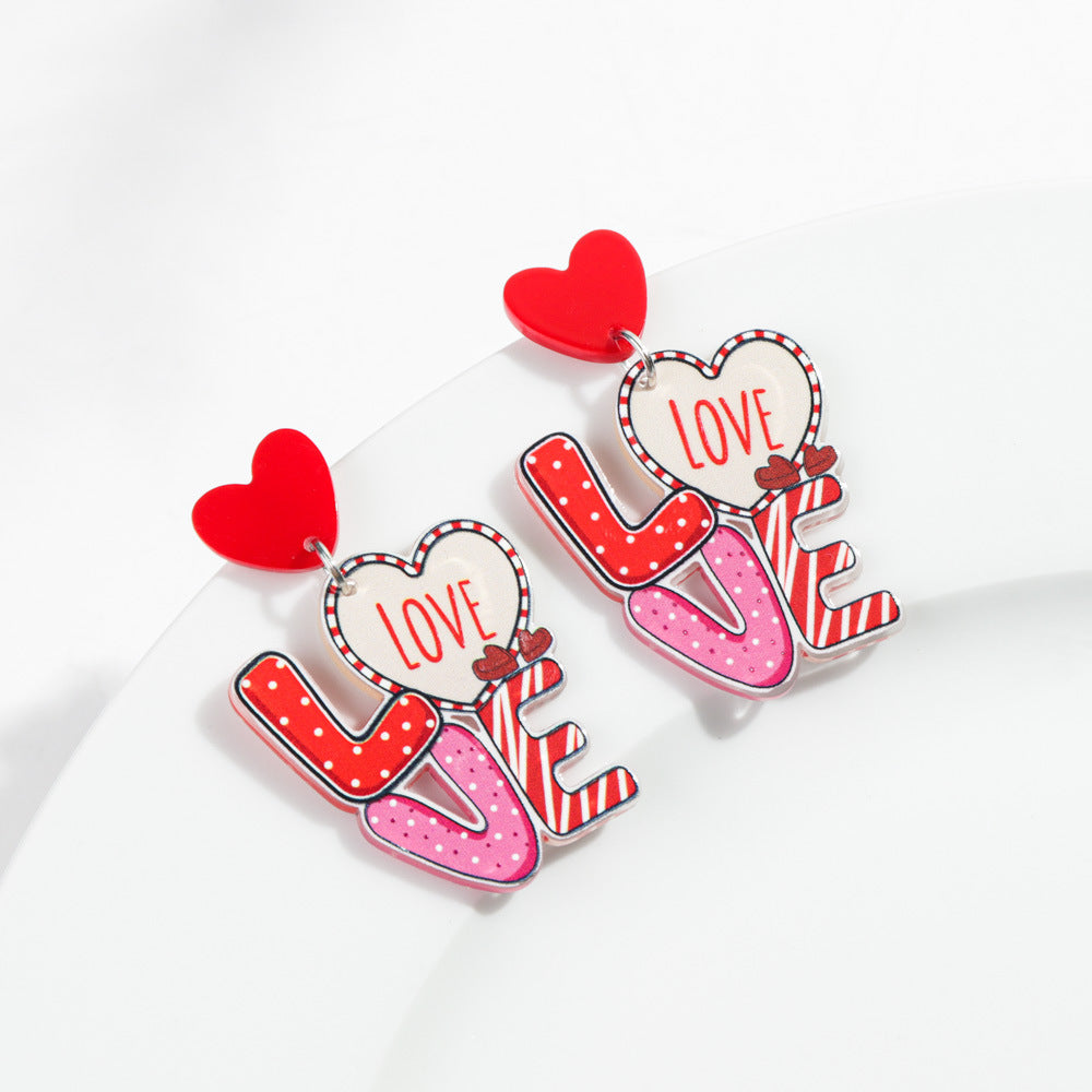 Wholesale Valentine's Day LOVE Letter Pink Love Acrylic Earrings