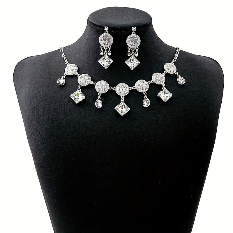 Wholesale  Metal Necklace Earrings suit  Retro Court French Pearl Water Drops Exaggerated Jewelry