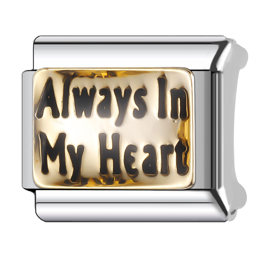 Wholesale Italian Charm Bracelet 9mm DIY Splicing English Series Stainless Steel Composable Bracelet