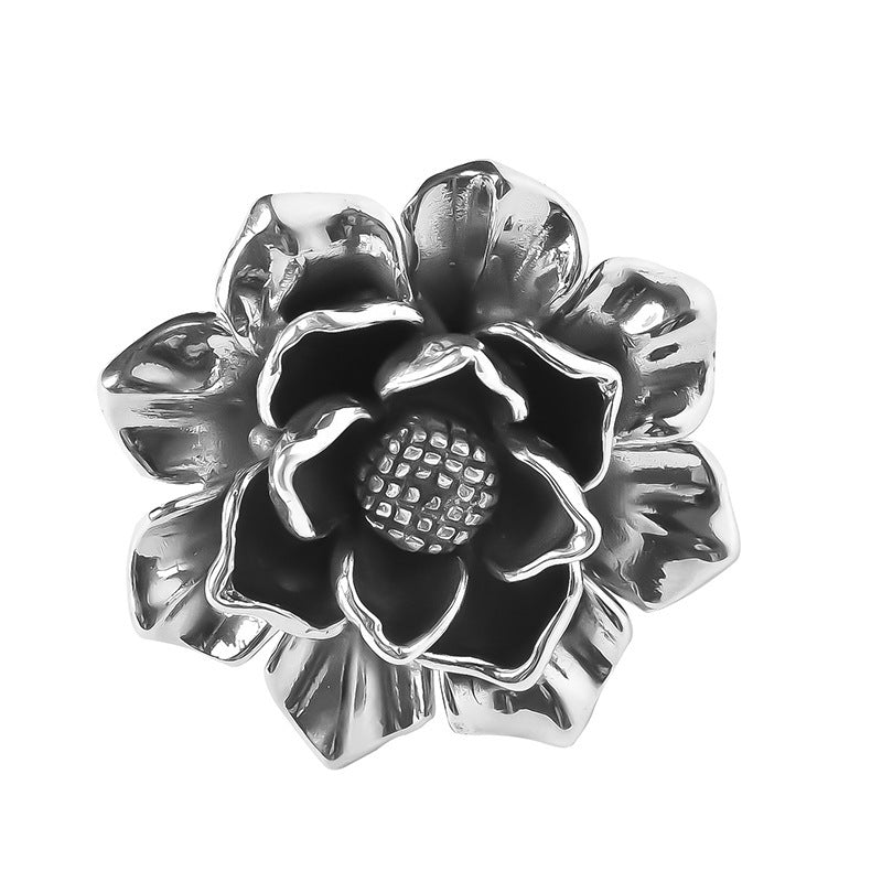 Wholesale Retro Peony Flower Open Ring Copper Electroplated Jewelry Accessory