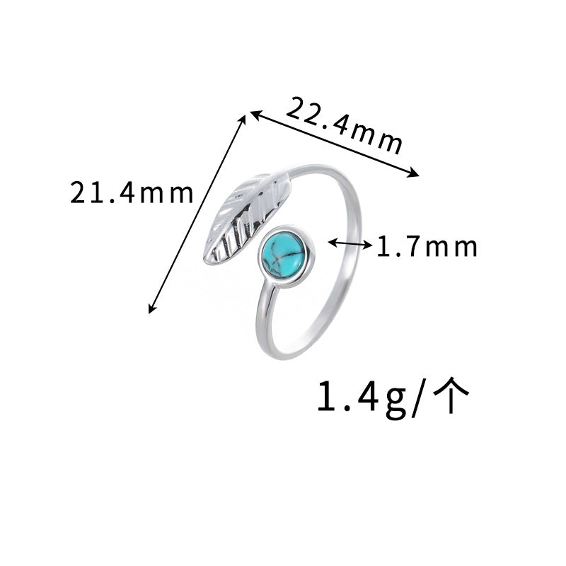 Wholesale Bohemian Geometric Adjustable Ring Stainless Steel Turquoise Jewelry Accessory for Unisex Boutique Resale