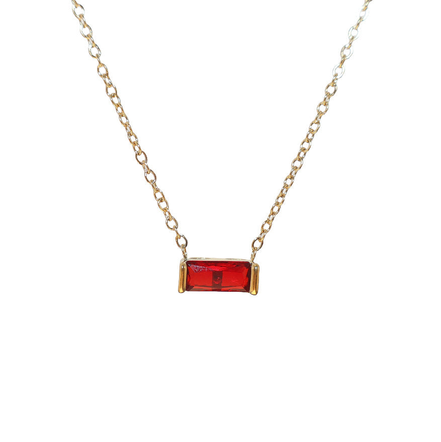 Wholesale Stainless Steel 12 Birthstone Necklace Zircon Necklace