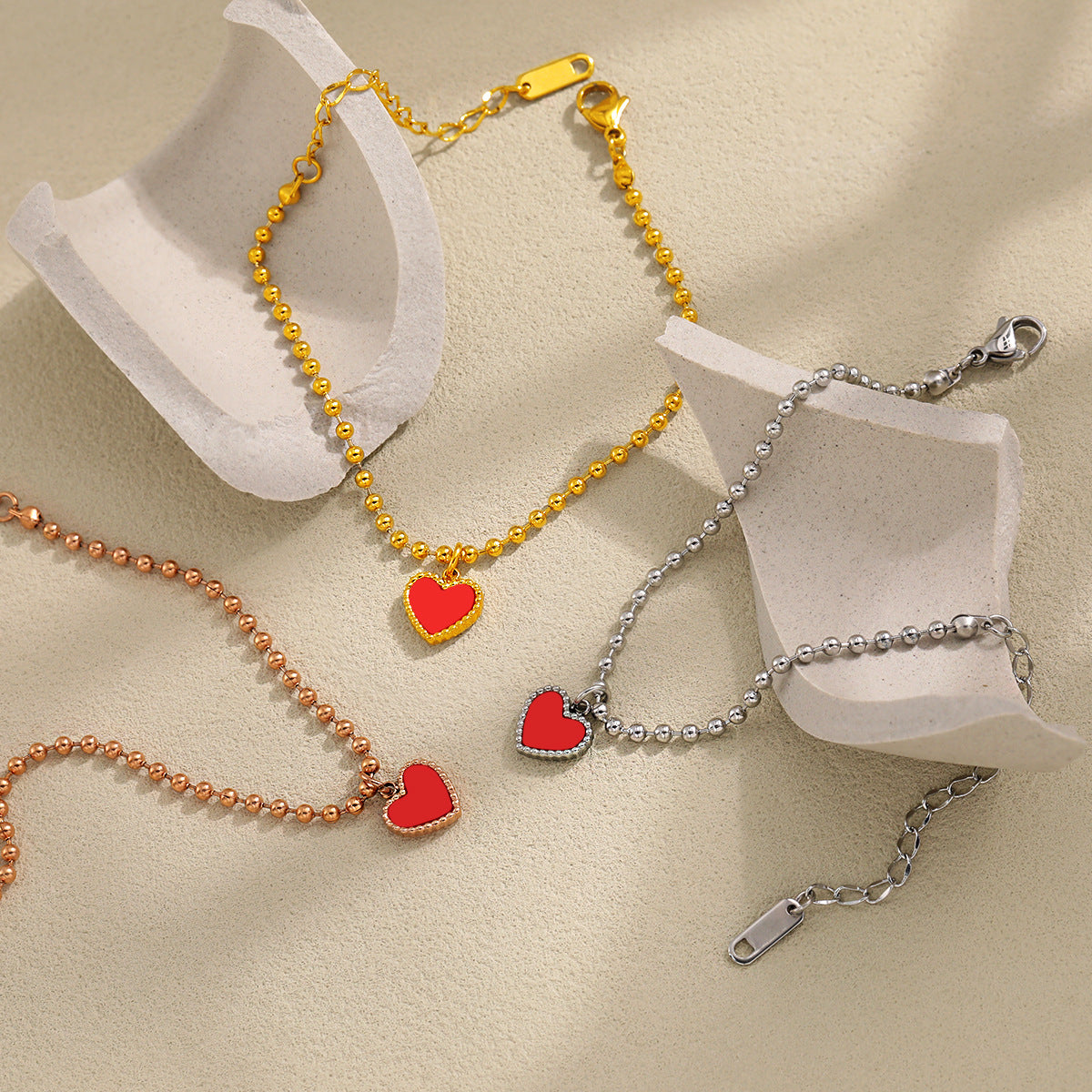 Wholesale Bohemian Heart Shell Bracelet Titanium Steel Gold Plated Women' s Jewelry Accessory