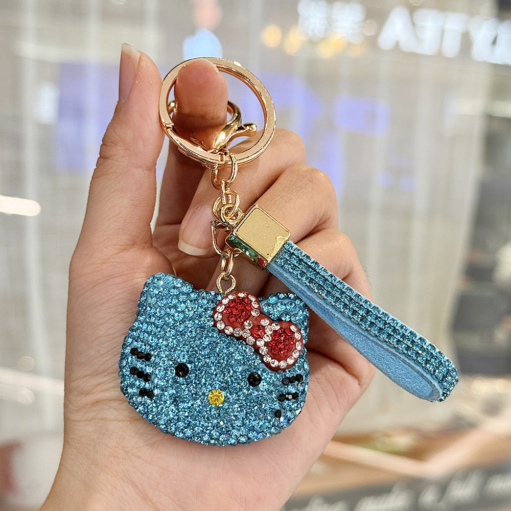 Wholesale Rhinestone Cat Keychain Cute Car Key Accessory Bag Charm For Couples And Lovers