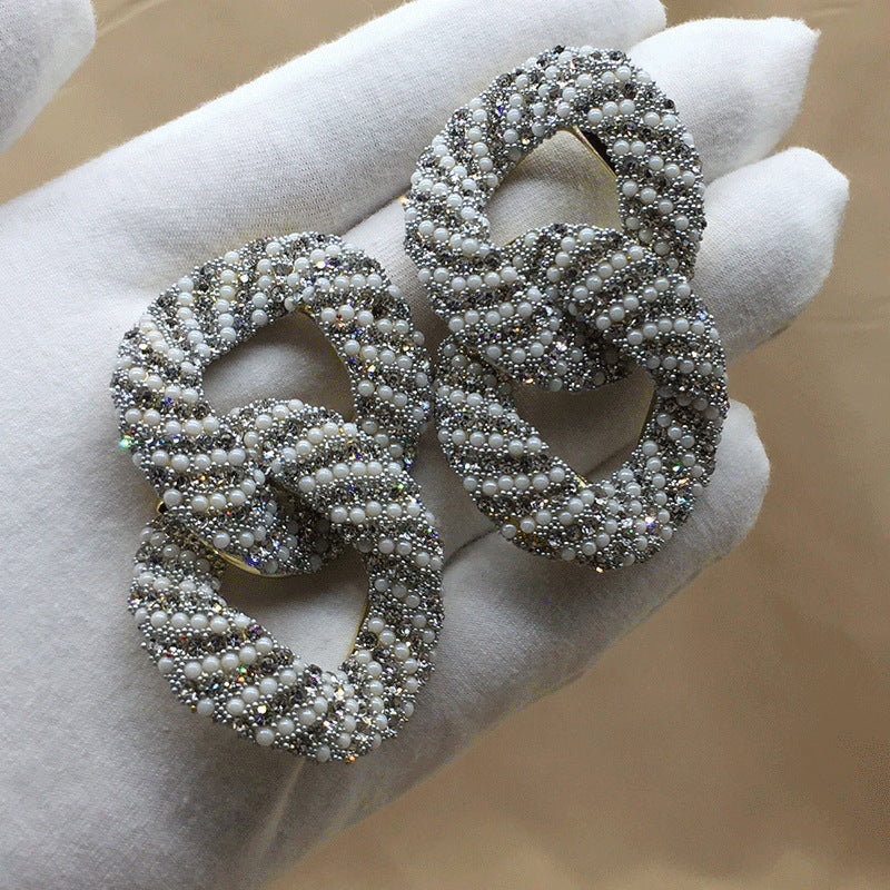 Wholesale Light Luxury Colored Glass Rice Bead Earrings ACC-ES-KangD004