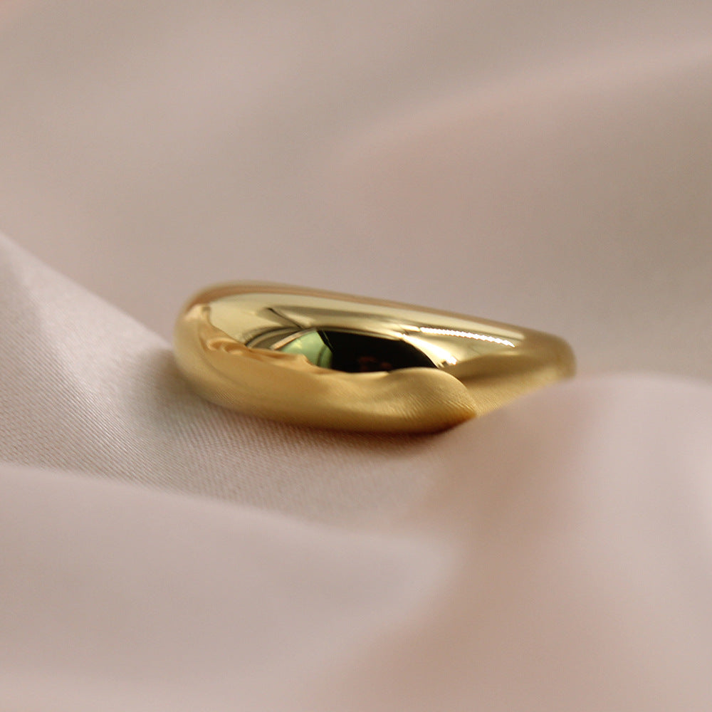 Wholesale  oval smooth round arc 18K gold  titanium steel ring