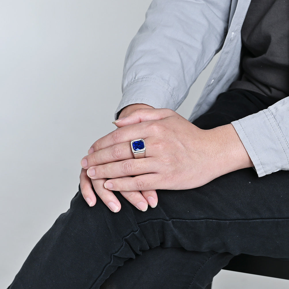 Wholesale Square Black Stone Geometric Ring Stainless Steel 18K Gold Plated Men S Fashion Jewelry Gift For Boutique Resale