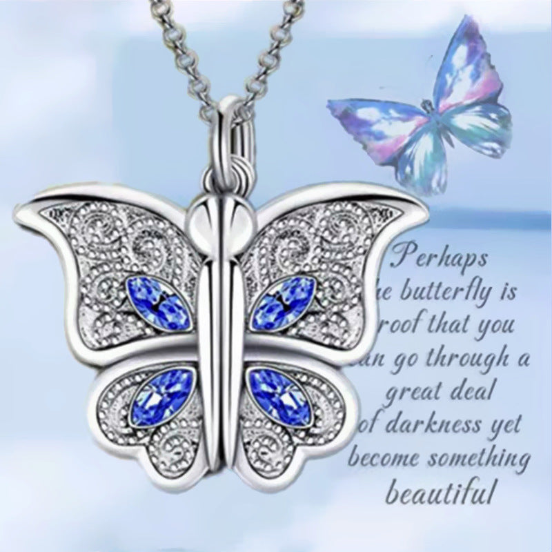 Wholesale I LoveYou Engraving Love Butterfly Necklace Jewelry