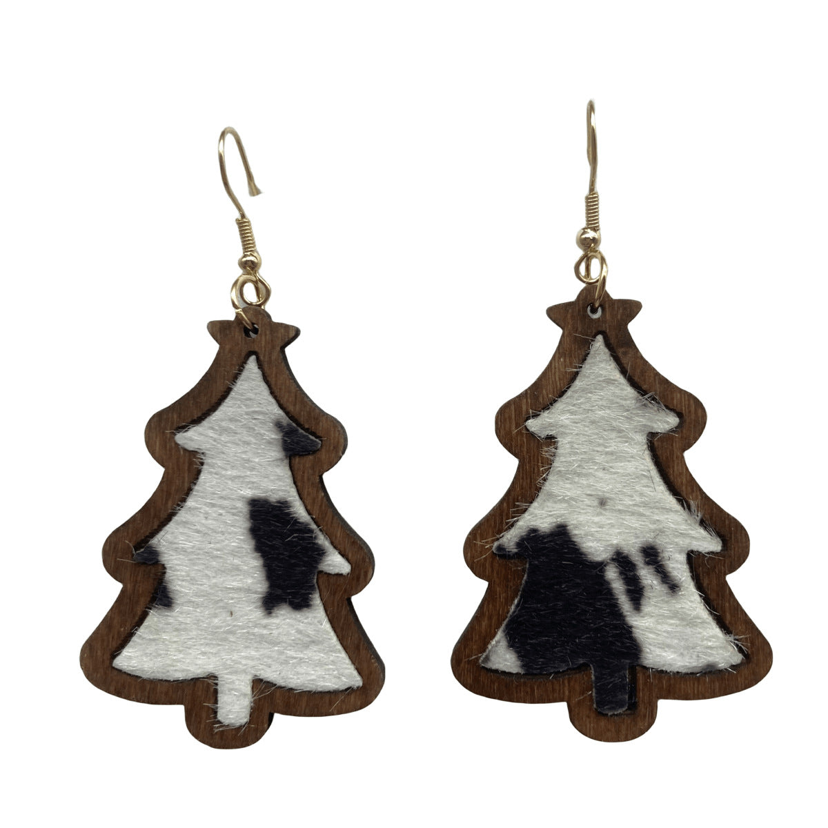 Wholesale Christmas Leopard Print Christmas Tree Pumpkin Long Earrings Wood Earrings ACC-ES-FX066