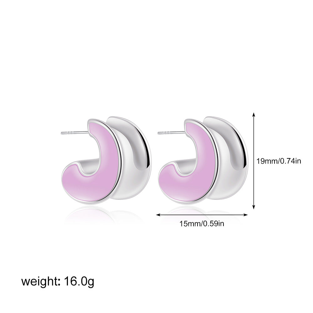 Wholesale Stainless Steel 18K Gold C- shaped Earrings