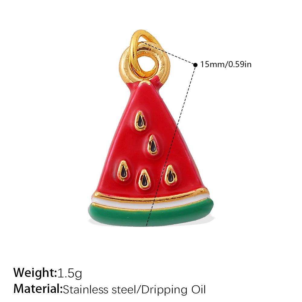 Wholesale  Oil Dripping Watermelon Strawberry Fruit Stainless Steel Pendants