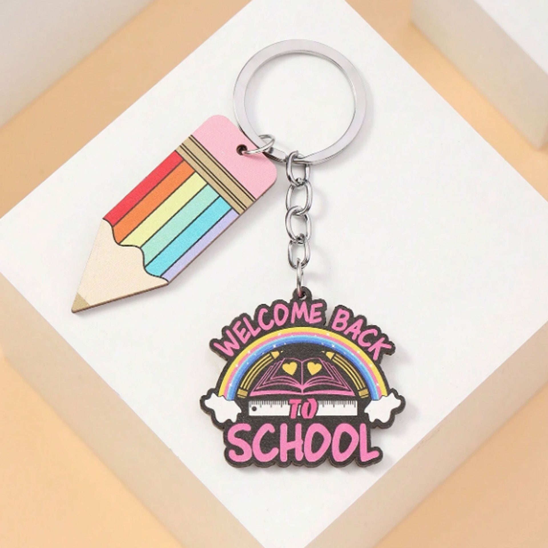 Wholesale Rainbow Acrylic Keychains ACC-KC-Huhe003