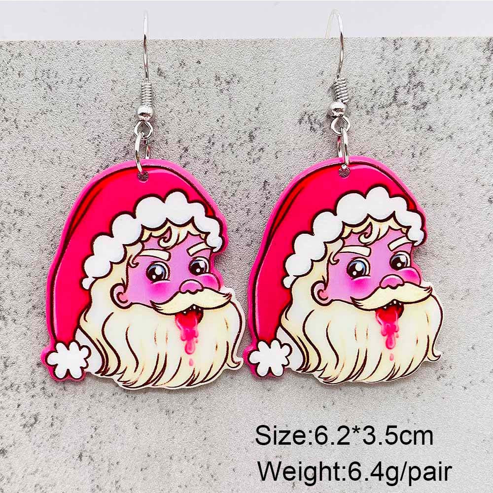 Wholesale Double-Sided Acrylic Earrings Pink Christmas Earrings