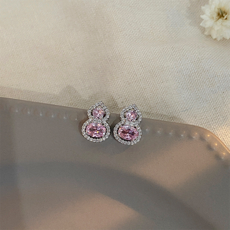 Wholesale Micro-Inlaid Zirconia Gourd New Chinese Style Earrings ACC-ES-NingKa010