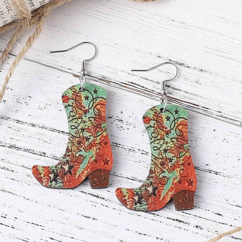 Wholesale  Western Cowboy Boots Hat Pendant Earrings